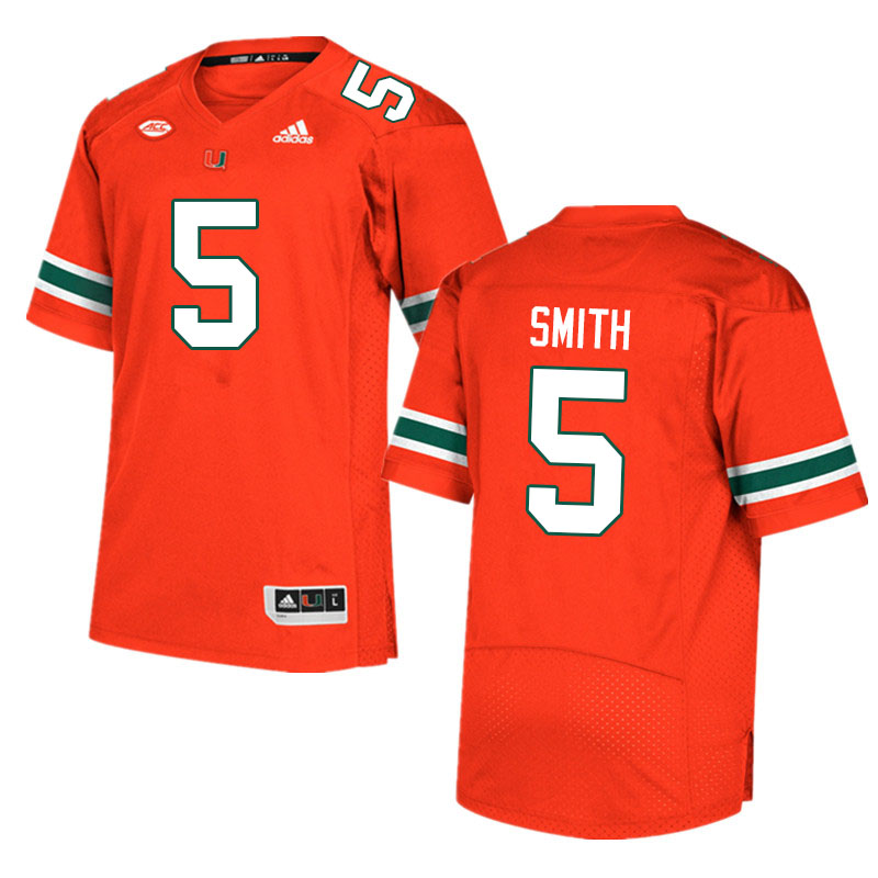 Men #5 Key'Shawn Smith Miami Hurricanes College Football Jerseys Sale-Orange - Click Image to Close